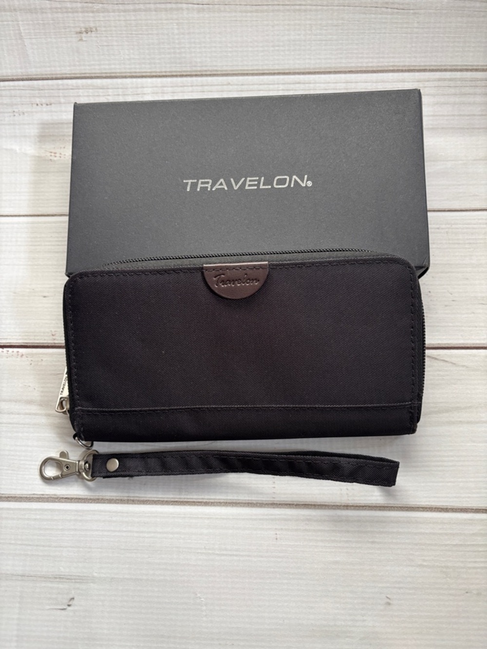 Travelon Black Zip Wristlet with Detachable Strap